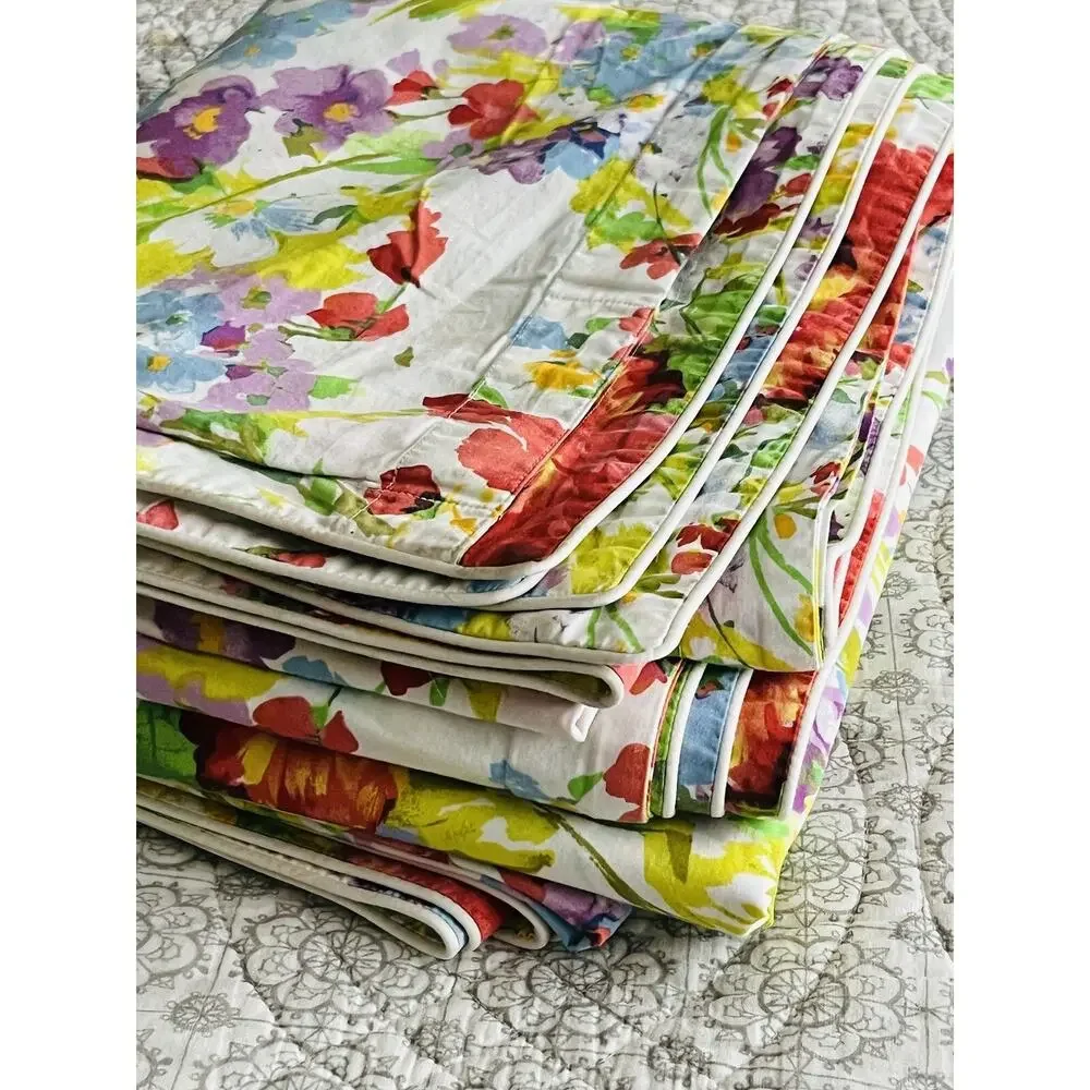 Rare Ralph Lauren Watch Hill Floral King Duvet Cover French Country Red Yellow